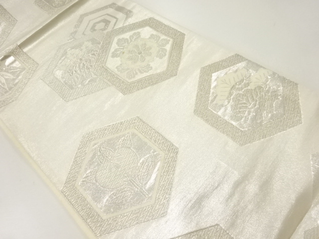 アンティーク　亀甲に菊桐・松模様織出し袋帯（材料）